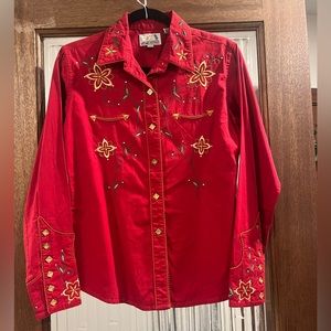 Vintage Pandhandle Slim Pearl Snap Embroidered Medium